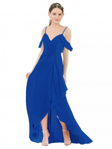 Online High Low Boho Bridesmaid Dress with Cold Shoulder Sleeves