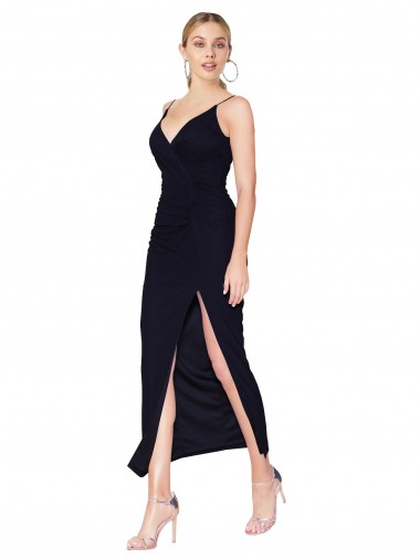 Online Chiffon High Neck Spaghetti Straps Short Cocktail Bridesmaid Dress / Formal Prom Dress