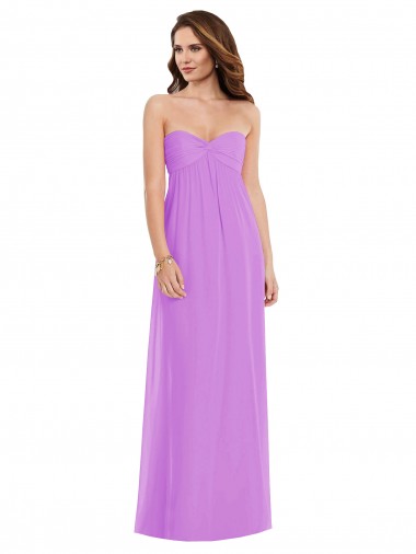 Online Empire Waist Twist Shirred Strapless Bridesmaid Dress